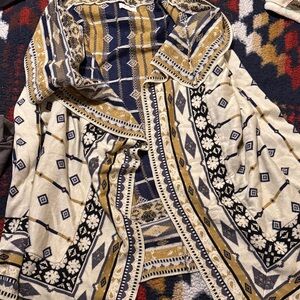 Freeway Striped Knit Cardigan in Navy and Gold